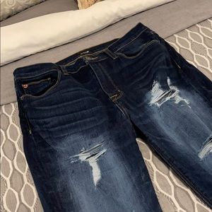 High Rise Distressed Hudson Dark Wash Jeans Skinny